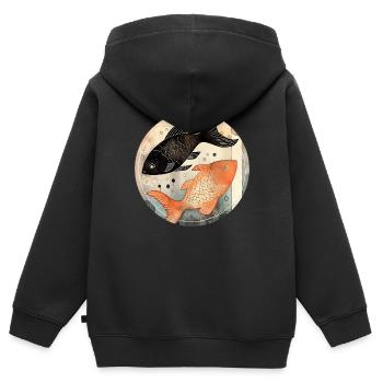 Sternzeichen Fische - Kinder Premium Organic Zip Hoodie - Schwarz - Hinten - AI Model Kid Male (0cm)