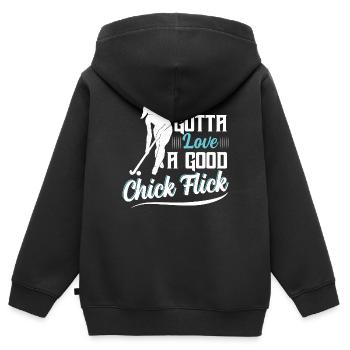 Gotta Love A Good Chick Flick Field Hockey Player - Kinder Premium Organic Zip Hoodie - Schwarz - Hinten - AI Model Kid Male (0cm)