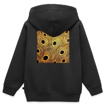 Pfauenfeder - Kinder Premium Organic Zip Hoodie - Schwarz - Hinten - AI Model Kid Male (0cm)