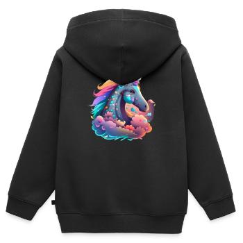 unicorn neon - Kinder Premium Organic Zip Hoodie - Schwarz - Hinten - AI Model Kid Male (0cm)