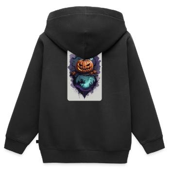 Kürbis Angst gruselig grausam dunkel - Kinder Premium Organic Zip Hoodie - Schwarz - Hinten - AI Model Kid Male (0cm)