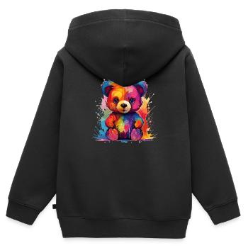 der bunte Teddy - Kinder Premium Organic Zip Hoodie - Schwarz - Hinten - AI Model Kid Male (0cm)