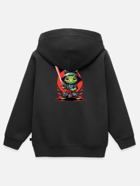 Ninja-Aligator #1 - Kinder Premium Organic Zip Hoodie - Schwarz