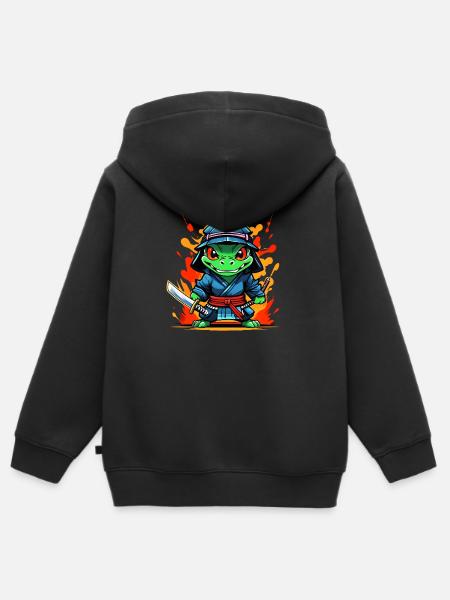 Ninja-Aligator #2 - Kinder Premium Organic Zip Hoodie - Schwarz