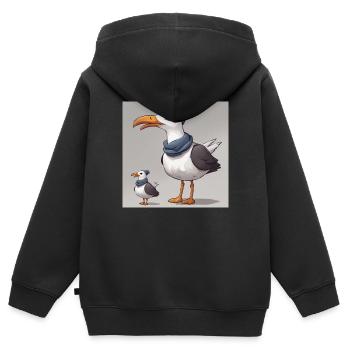 Möwe mit Schal - Kinder Premium Organic Zip Hoodie - Schwarz - Hinten - AI Model Kid Male (0cm)