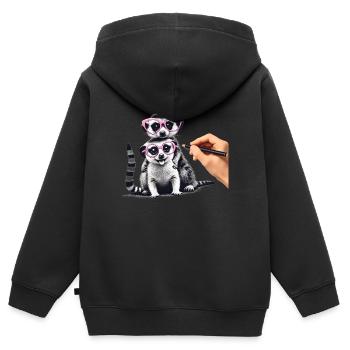 Erdmännchen - Kinder Premium Organic Zip Hoodie - Schwarz - Hinten - AI Model Kid Male (0cm)