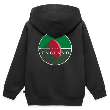 RUGBY ENGLAND - Kinder Premium Organic Zip Hoodie - Schwarz - Hinten - AI Model Kid Male (0cm)