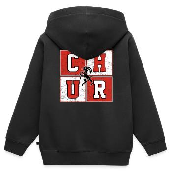 Chur - Kinder Premium Organic Zip Hoodie - Schwarz - Hinten - AI Model Kid Male (0cm)