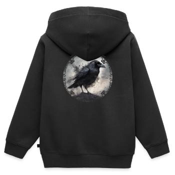 Dunkler Rabe 2 - Kinder Premium Organic Zip Hoodie - Schwarz - Hinten - AI Model Kid Male (0cm)