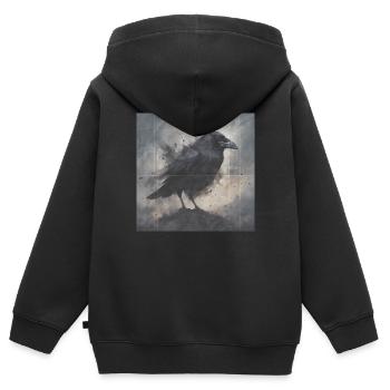 Dunkler Rabe - Kinder Premium Organic Zip Hoodie - Schwarz - Hinten - AI Model Kid Male (0cm)