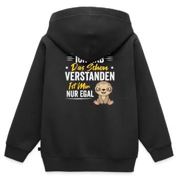 Ich Hab Das Schon Verstanden Ist Mir Nur Egal - Kinder Premium Organic Zip Hoodie - Schwarz - Hinten - AI Model Kid Male (0cm)