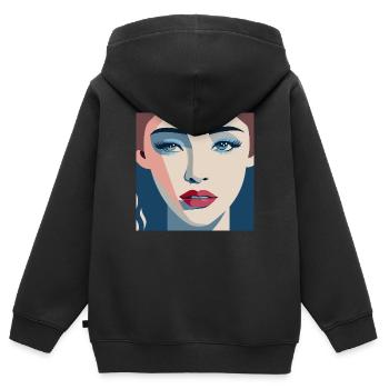Women / Feminin /Art - Kinder Premium Organic Zip Hoodie - Schwarz - Hinten - AI Model Kid Male (0cm)
