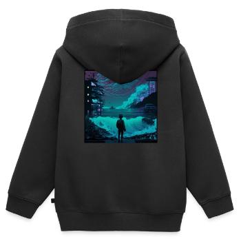 Cyberpunk - Kids Premium Organic Zip-up Hoodie - black - Back - AI Model Kid Male (0cm)
