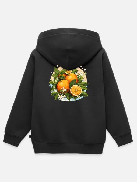 Orange - Illustration - Kinder Premium Organic Zip Hoodie - Schwarz