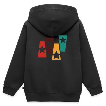 Étoile rétro vintage-idée cadeau étoile - Sweat Premium à capuche zippé enfant bio - noir - Dos - AI Model Kid Male (0cm)