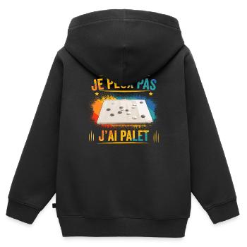 je peux pas j'ai palet idée cadeau palet breton - Sweat Premium à capuche zippé enfant bio - noir - Dos - AI Model Kid Male (0cm)