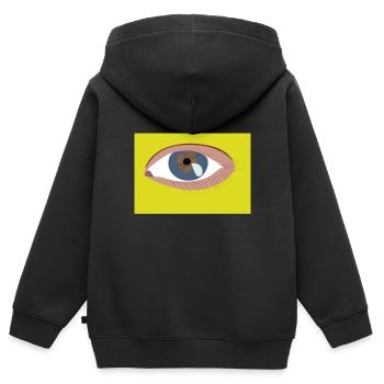 Oeil - Sweat Premium à capuche zippé enfant bio - noir - Dos - AI Model Kid Male (0cm)