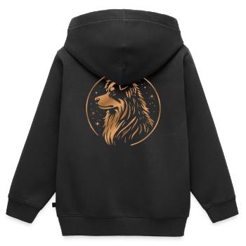 Traumhund Aussie kupfer - Kinder Premium Organic Zip Hoodie - Schwarz - Hinten - AI Model Kid Male (0cm)