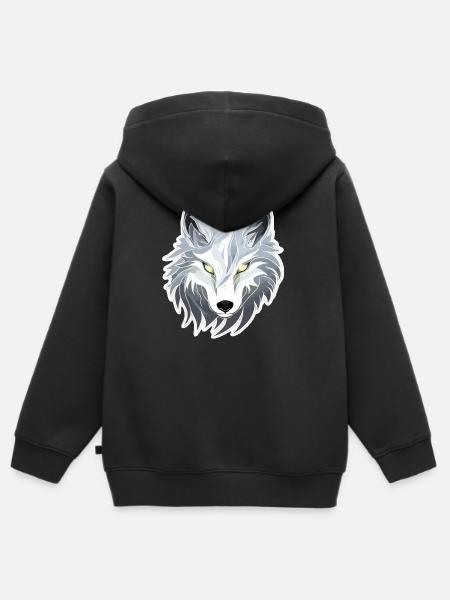 Wolf - Illustration - Kinder Premium Organic Zip Hoodie - Schwarz