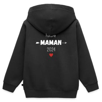 Future maman 2024 - Sweat Premium à capuche zippé enfant bio - noir - Dos - AI Model Kid Male (0cm)
