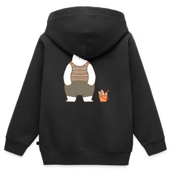 Eisbär mit einem Eimer Fisch - Kinder Premium Organic Zip Hoodie - Schwarz - Hinten - AI Model Kid Male (0cm)