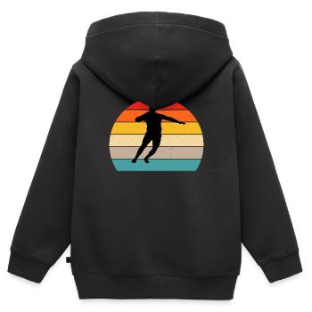 lancer du poids rétro vintage - Sweat Premium à capuche zippé enfant bio - noir - Dos - AI Model Kid Male (0cm)