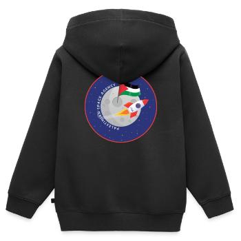 Agence spatiale palestinienne - Sweat Premium à capuche zippé enfant bio - noir - Dos - AI Model Kid Male (0cm)