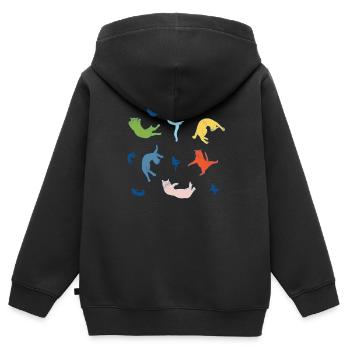 Chute de chats - Sweat Premium à capuche zippé enfant bio - noir - Dos - AI Model Kid Male (0cm)
