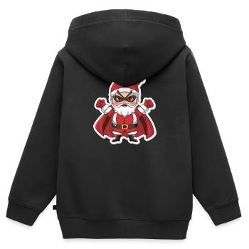 Weihnachtsmann Superheld - Kinder Premium Organic Zip Hoodie - Schwarz - Hinten - AI Model Kid Male (0cm)