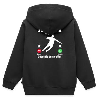 Le Lancer du poids M'appelle Je dois y aller - Sweat Premium à capuche zippé enfant bio - noir - Dos - AI Model Kid Male (0cm)