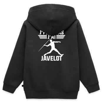 J'peux pas j'ai Javelot / lancer de javelot - Sweat Premium à capuche zippé enfant bio - noir - Dos - AI Model Kid Male (0cm)