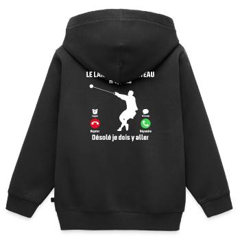 Le Lancer du Marteau M'appelle - Sweat Premium à capuche zippé enfant bio - noir - Dos - AI Model Kid Male (0cm)