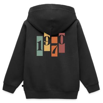 1970er Vintage Retro Möbel - Kinder Premium Organic Zip Hoodie - Schwarz - Hinten - AI Model Kid Male (0cm)