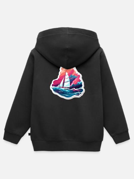 Segelboot - Illustration - Kinder Premium Organic Zip Hoodie - Schwarz