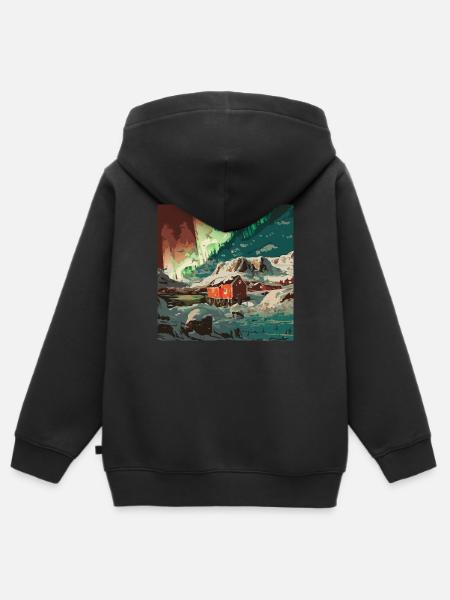 Lichter am Nordpol - Kinder Premium Organic Zip Hoodie - Schwarz