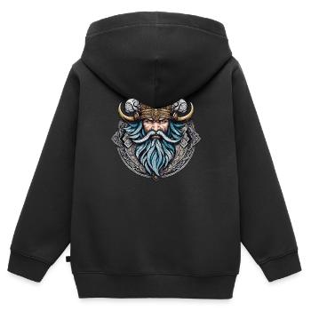 Wikinger Odin Thor Walhalla - Kinder Premium Organic Zip Hoodie - Schwarz - Hinten - AI Model Kid Male (0cm)