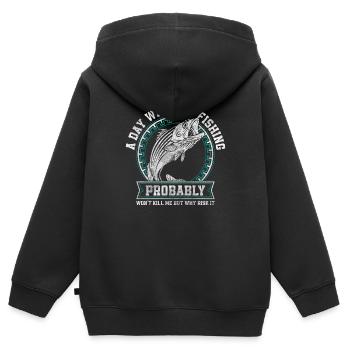 Angler Fischen Köder - Kinder Premium Organic Zip Hoodie - Schwarz - Hinten - AI Model Kid Male (0cm)
