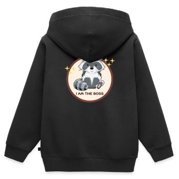 I AM THE CHEFFE - Kinder Premium Organic Zip Hoodie - Schwarz - Hinten - AI Model Kid Male (0cm)
