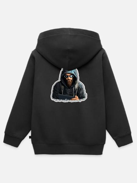 Ethical Hacker - Illustration - Kinder Premium Organic Zip Hoodie - Schwarz