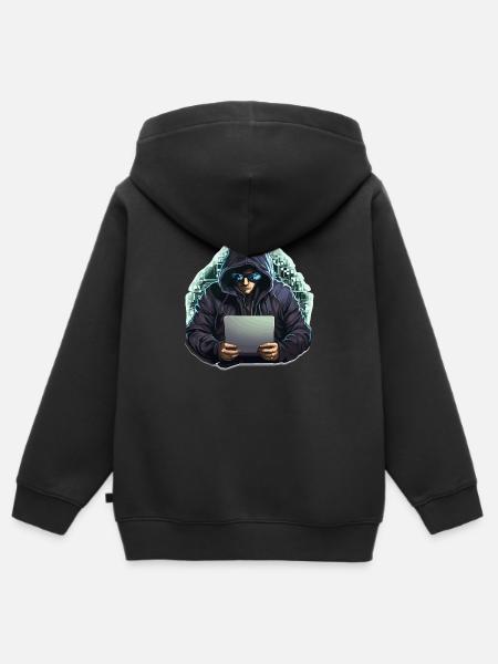 Ethical Hacker - Illustration - Kinder Premium Organic Zip Hoodie - Schwarz