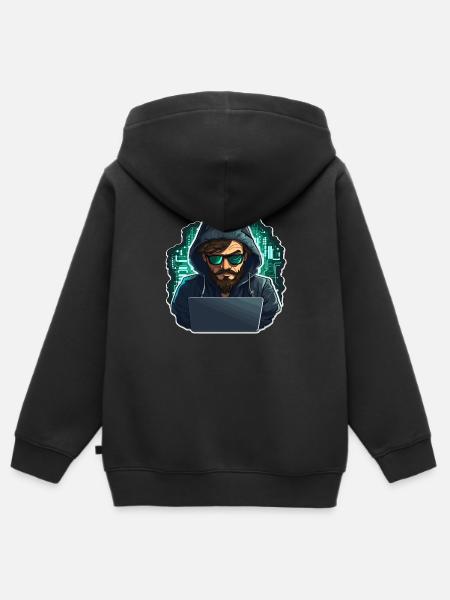 Ethical Hacker - Illustration - Kinder Premium Organic Zip Hoodie - Schwarz