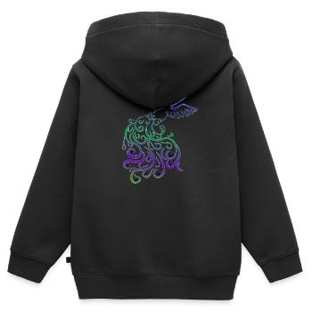 Peacock Tribal Rainbow Elegant Gift Bird Fun - Kids Premium Organic Zip-up Hoodie - black - Back - AI Model Kid Male (0cm)