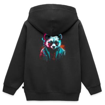 Cyberpunk panda - Kids Premium Organic Zip-up Hoodie - black - Back - AI Model Kid Male (0cm)