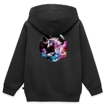 Magisches Einhorn - Kinder Premium Organic Zip Hoodie - Schwarz - Hinten - AI Model Kid Male (0cm)