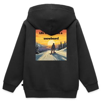 Snowboard Loving Retro Sunset Style - Sweat Premium à capuche zippé enfant bio - noir - Dos - AI Model Kid Male (0cm)