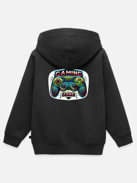Gaming Zone - Controller Illustration - Kinder Premium Organic Zip Hoodie - Schwarz