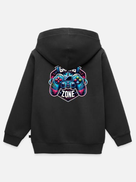Gaming Zone - Controller Illustration - Kinder Premium Organic Zip Hoodie - Schwarz