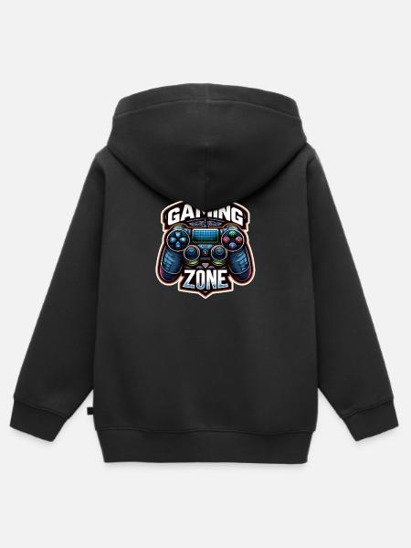 Gaming Zone - Controller Illustration - Kinder Premium Organic Zip Hoodie - Schwarz
