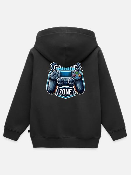 Gaming Zone - Controller Illustration - Kinder Premium Organic Zip Hoodie - Schwarz