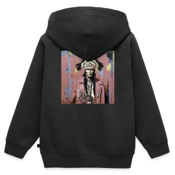 winnetou,indianer,illustration,graffiti,bunt - Kinder Premium Organic Zip Hoodie - Schwarz - Hinten - AI Model Kid Male (0cm)